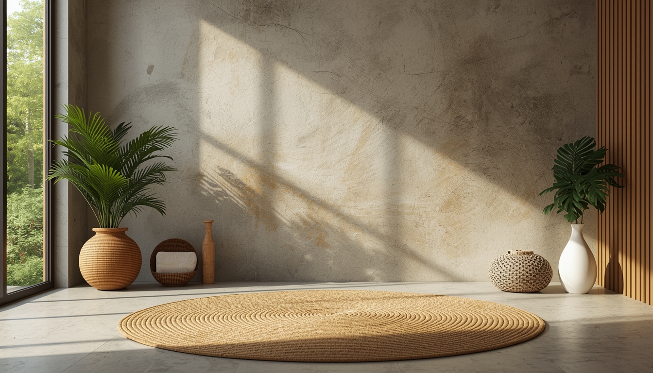 Rolig meditasjonsrom med naturlige elementer